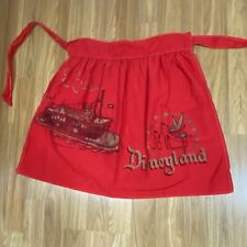 Vintage 60s Disneyland Adult Apron Castle Tinkerbell Red Metallic Gold Steamboat picture