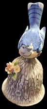 Towle Fine Bone China Blue Jay Bird Bell With Flowers Collectible  picture