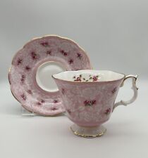 1960's Royal Albert TRUE LOVE PINK Teacup Saucer BONE CHINA England picture