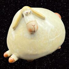 Pottery Sheep Figurine Resting Sitting Down Figure 3.5”T 5”W picture