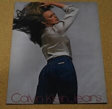 1980 Print Ad Calvin Klein Blue Jeans lady lipstick hair style fashion sexy art picture