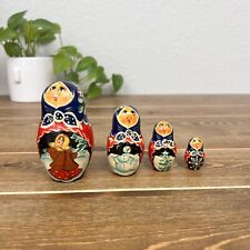Vintage- Russian Hand painted Wooden Nesting Dolls 4 pcSet picture