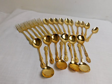 i5 - Delco Rosewood Gold EP Stainless Flatware 26pc Lot picture