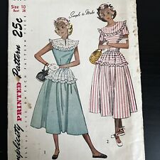 Vintage 1940s Simplicity 2498 Teen Ruffle Coquette Dress Sewing Pattern 10 UNCUT picture