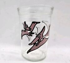 Vintage Welch's Jelly Jar Glass Cup Purple Pteranodon Dinosaur 1980s picture