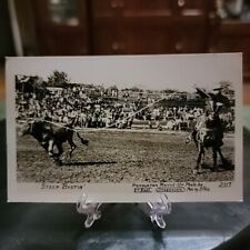 VTG Real Photo Postcard RPPC Steer Bustin Cowboy Round Up Ellis 1900s picture