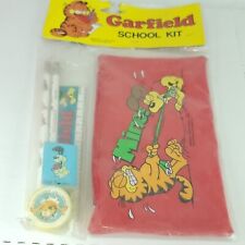 Vintage Garfield School Kit Pencil case & pencils Odie eraser Sharpener NEW picture