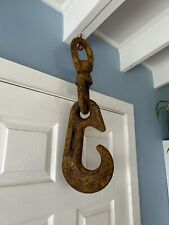 Antique Giant Cast Iron Crane Hook With Iron Brackets picture