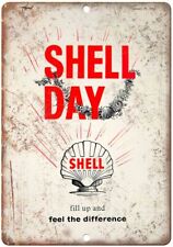Shell Day Motor Oil Vintage Automobile Ad Reproduction Metal Sign A723 picture