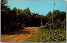 Postcard Vintage Chrome Sandy Creek Covered Bridge Hillsboro Missouri MO picture