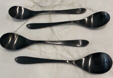 Lot of 4 Black Our Table Flatware  Soup Spoons / Tablespoons picture