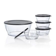 NEW Tupperware Clearly Elegant® 5 Pc Serving Set Black Seals LOOKS LIKE GLASS picture