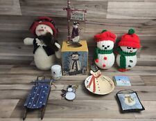 Lot Of Snowman Christmas Decorations Candle Tissue Box Cover Handmade Ornaments  picture