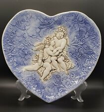 Vintage Italian Blue Floral Heart-Shaped Display Plate Made in Italy 7794/29 picture