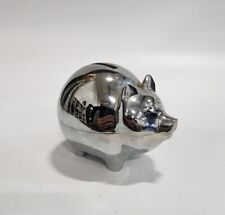 Vintage Elegance Brand Silver Plated Metal Coin Piggy Bank w Stopper picture