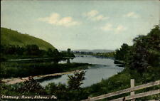 Chemung River Athens Pennsylvania PA ~ railroad? bridge c1910 vintage postcard picture