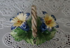 VINTAGE Nuova Capodimonte Figurine Floral Blue Flowers Basket, Italy picture