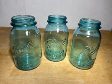 Antique Blue Ball Quart Mason Jar Set of Three - Perfect Mason PLEASE READ picture