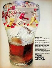 1968 Coca Cola Vintage 1960s Print Ad Things Go Better with Coke Football Replay picture