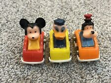 1960's Antique Set of 3 Mickey, Donald Goofy Cars Plastic Metal Wheels Hong Kong picture