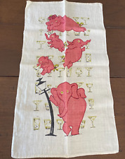 Vintage Pink Elephant Drunk On Lamp Post Cocktail Bar Print Tea Towel 29 x 8 picture