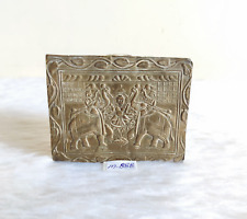 19c Antique Hand Embossed Brass Goddess Rajlaxmi Holy Yantra Collectible M888 picture