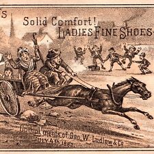 1882 George Ludlow's Ladies Fine Shoes Runaway Horse Wagon Victorian Trade Card picture