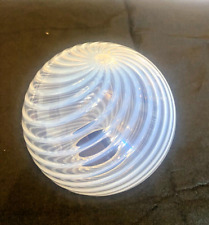 BEAUTIFUL 8-INCH VINTAGE BLUE-OPALESCENT SWIRL GLASS GLOBE LAMP SHADE picture