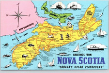 NOVA SCOTIA, CANADA MAP POSTCARD  Shows Surroundings, Roads, Attractions picture