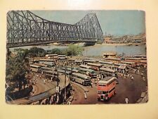 Howrah Bridge Calcutta India vintage postcard aerial view picture