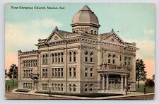 c1912~First Christian Church~Marion Indiana IN~ Antique Vintage VTG Postcard picture