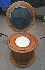 Unusual Round Oak Potty Chair W/ Porcelain Fitted Pot Hale & Kilburn picture