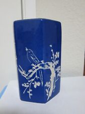 Vintage Chinese Asian blue and white plum blossom porcelain hexagon shaped vase picture
