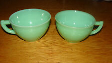 2 Vintage McKee Jadeite Green  Laurel  Cups Uranium Glow Depression Glass picture