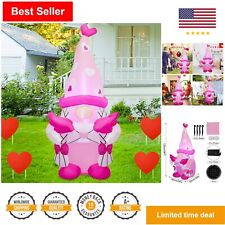 Valentine Inflatable Pink Gnome - 4 FT Lighted Blow Up Girl Swedish Gnomes picture