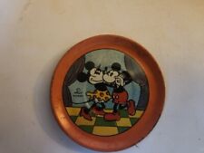 Vintage Disney Metal Mickey Mouse & Minnie Small Plate Child Miniature 2 5/8” picture