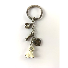 Little Gifts Dog Keychain Silver Tone Dog Bone Dish Heart picture
