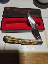 WINCHESTER USA 1950 BANANA TRAPPER STAG POCKET KNIFE 1989 RARE NEW IN THE BOX  picture