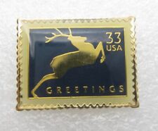 Vtg 1999 Greeting Reindeer Winter Season 33 Cent Lapel Pin (B761) Made in USA picture
