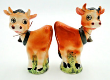 Vintage Anthropomorphic Flirting  Cow Salt & Pepper Shakers Japan picture
