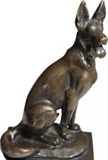 Antique 1920's Paul Herzel Pompeian Bronze German Shepherd Dog Vtg Bookend 8.5” picture