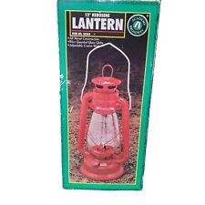 Vintage 12 Inch Lantern Red Hurricane Kerosene Lamp Clear Glass Metal Academy picture