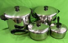 Revere Ware 1801 Copper Bottom Cookware Set Lot Of 8 Pots VTG All American Made picture