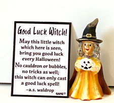 Ganz Mini Good Luck Witch Figurine w/Jack-O-Lantern Poem Card Halloween 2 1/4