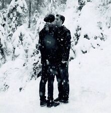Two young men kissing in the snow 2000s gay man's collection 4x4 picture
