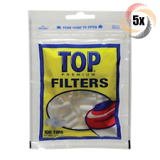 5x Bags Top Filter Tips | 15MM | 100 Tips Per Bag | + 2 Free Rolling Tubes picture