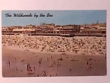 Boardwalk  Hunts Pier Wildwood By The Sea Aerial View People Swimming Postcard picture