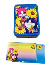 Vintage Lisa Frank Sunflower Kittens Tin With Partial Stationary Set picture