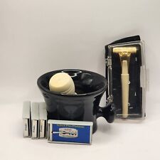 Vintage Schick Safety Razor, Schick Plus Platinum Blades, Shaving Cream Brush... picture