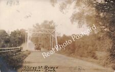 RPPC Hampton Iowa Old Car Crosses Reeve St Bridge c1913 Real Photo Postcard picture
